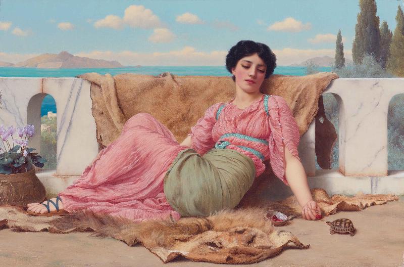 John William Godward quiet pet oil painting image